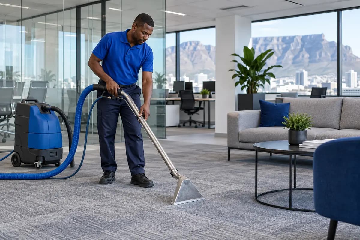 Professional carpet cleaning in a Cape Town office
